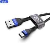 Joyroom - USBC1 - PZOZ nylon USB-C oplaadkabel - 0.25m - Blauw