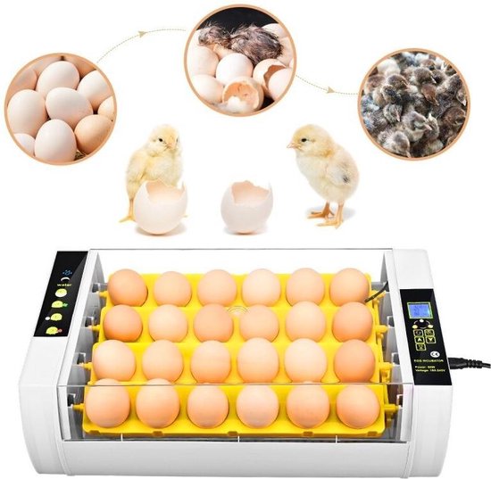 Broedmachine - 24 eieren - Broedmachine automatisch - Draait de eieren om - Incubator - Automatische temperatuurregelaar - LED verlichting - Merkloos