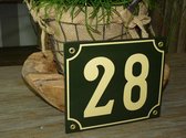 Emaille huisnummer 18x15 groen/creme nr. 28