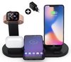 foto van J.A.G. Chargers® 4-in-1 Draadloze oplader Iphone – Inclusief snellader- Wireless charger for iPhone, iWatch en AirpodsPro  - Oplaadstation Apple - Kerst - Snellader iphone - Zwart- Docking station - Sinterklaas