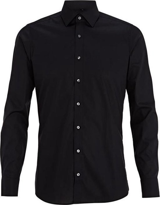 OLYMP Level 5 body fit overhemd - zwart - Strijkvriendelijk - Boordmaat: 41
