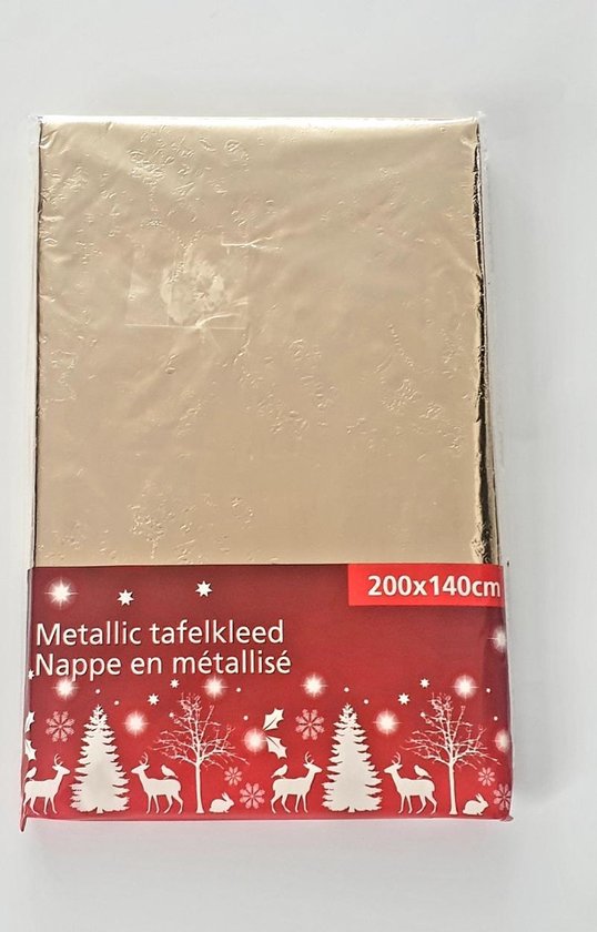 Oeps Dag steekpenningen Tafelkleed Goud 200x140 cm goudkleurig tafellaken met geperst motief, voor  kerst,... | bol.com
