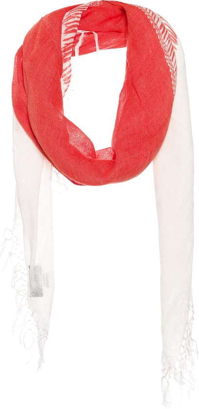 Sjaal wit -60% linen / 40% viscose - sjaal op sjaal print