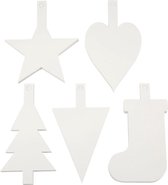 Kerst ornamenten, wit, H: 23,5-26,5 cm, B: 15,5-20,5 cm, 100 stuk/ 1 doos