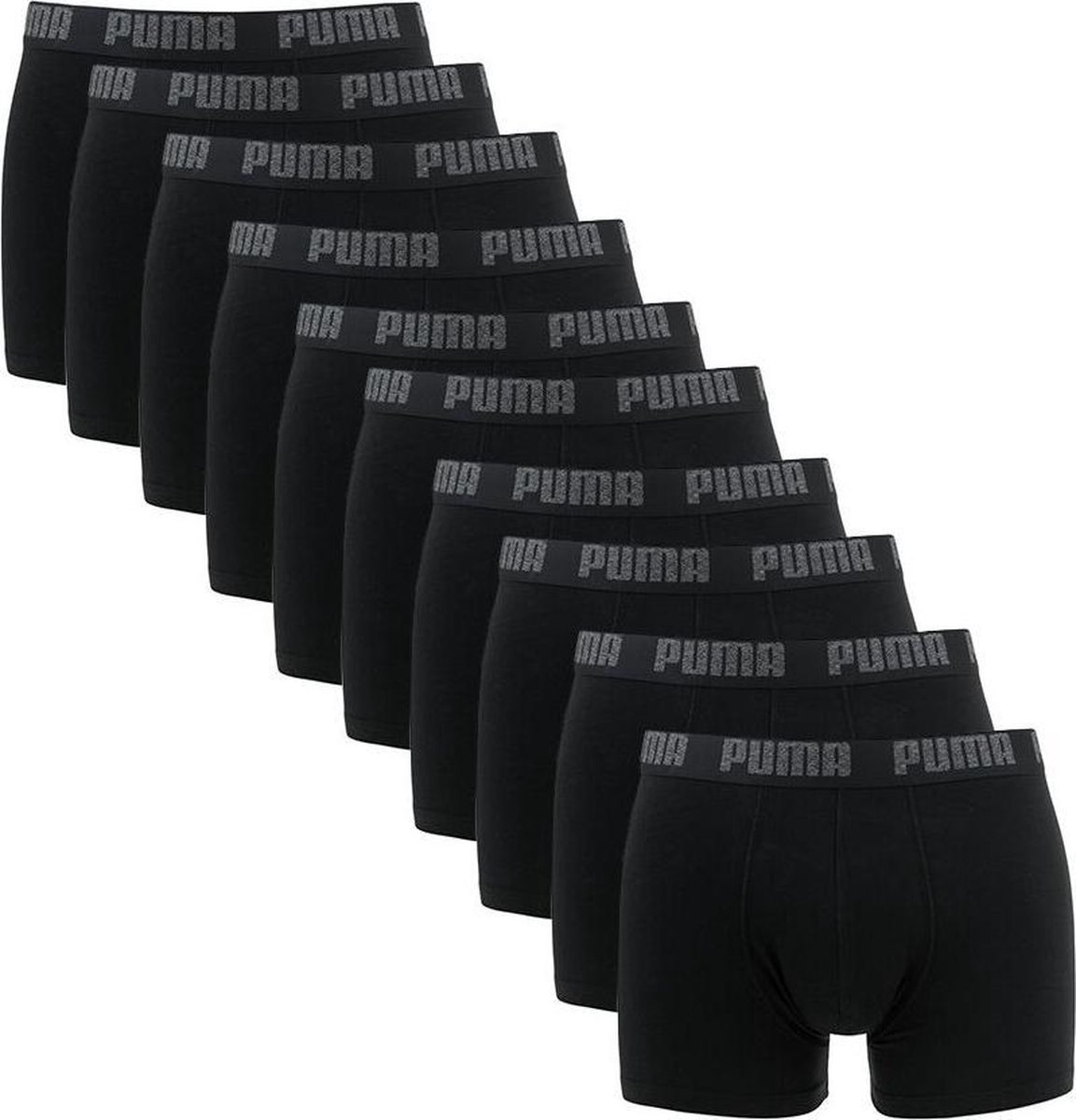 PUMA Basic Boxer 10-pack Solid Black - Maat S