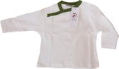 k&b -  baby- unisex longsleeve – wit topje met groene kraag Maat 80 - 9/12 Maanden