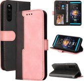 Voor Sony Xperia 10 III Zakelijke Stiksels-Kleur Horizontale Flip PU Lederen Case met Houder & Kaartsleuven & Fotolijst (Roze)