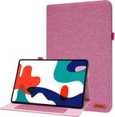 Voor Huawei MatePad Pro 12.6 2021 Horizontale Flip TPU + Stof PU Lederen Beschermhoes met Naam Card Clip (Rose Red)