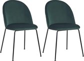 HTfurniture-Pineapple bucket chair-Dark green velvet-Black legs-Dining room chair-set of 2