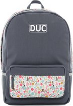 DUC School Rugzak Flower - Bloemen - Kwaliteit - Ethisch en duurzaam - Gewatteerde ergonomische schouderbanden - Grijs