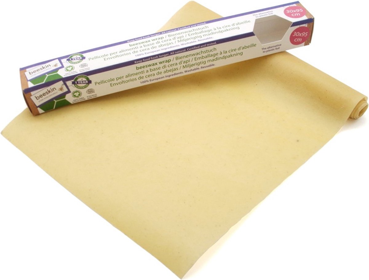 Goedkoopste Beeskin Bijenwasdoek - Op rol - Langer vers voedsel - 30x95 cm - Natural print