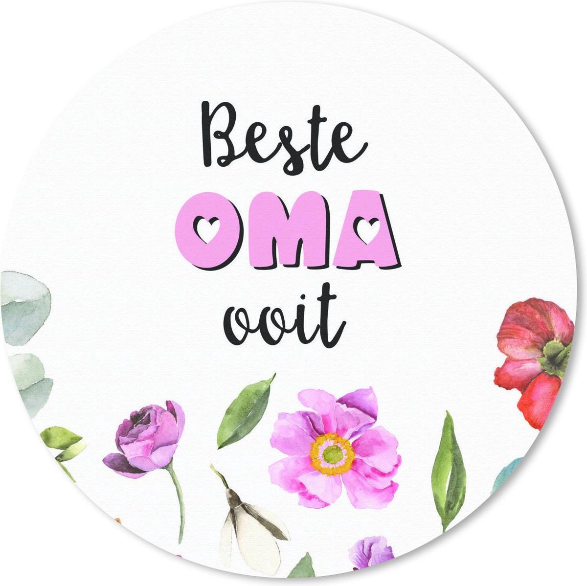 Muismat rond 30x30 cm - Mousepad Spreuken - Beste oma ooit - Oma - Quotes - Ronde muismatten