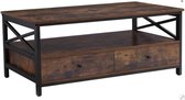 Maison Home - Salontafel industrieel met 2 laden -100cm - Bruin - Zwart