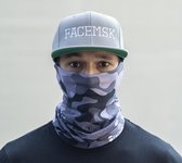 FaceMSK Grey Military Camo Face Mask - Faceshield - Bandana - Nek Warmer