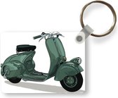 Keychain Scooter Illustration - Une illustration d'un porte-clés de scooter vintage italien en plastique - porte-clés rectangulaire avec photo