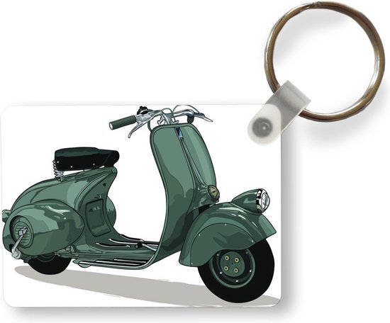 Sleutelhanger - Een illustratie van een Italiaanse vintage scooter - Uitdeelcadeautjes - Plastic
