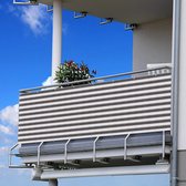 Balkondoek - Zinaps balkon Privacyscherm 90 x 500 cm Grijs wit Geen boren vereist -  (WK 02124)