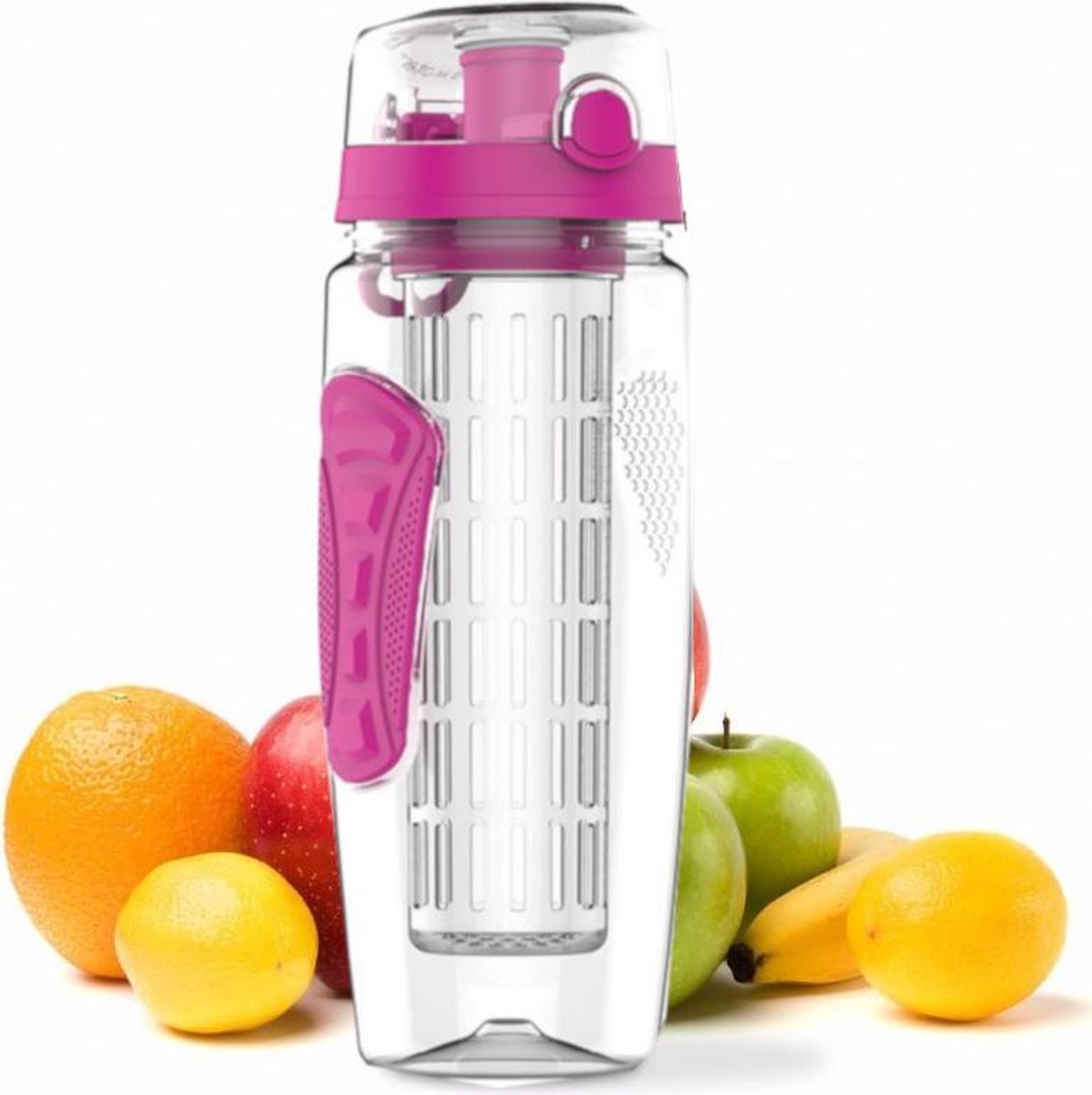 Afecto® | fruit fles| sport infuser | water flessen met fruit |1000ml | drink fles | ook te gebruiken als water fles | BPA vrij| kleur magenta