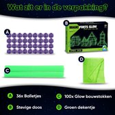 JUST23® Glow hut - Speelgoed Bouwpakket Kinderen – Glow in The Dark Constructie – Bouwspeelgoed – Bouwset – Jongens en Meisjes – Buitenspeelgoed Fantasy fort - Hut bouwen