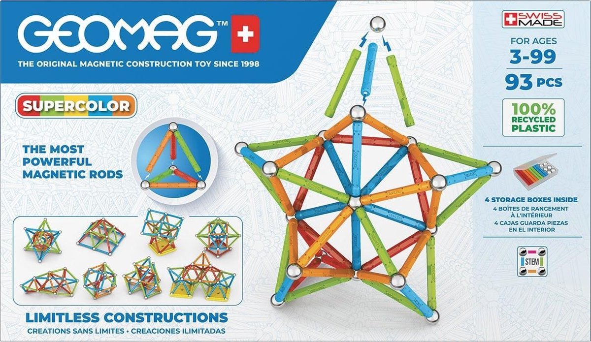 Geomag Super Color Recycled - Magnetisch Constructiespeelgoed met Panelen - 93-delig - Vanaf 3 jaar — afbeelding 14
