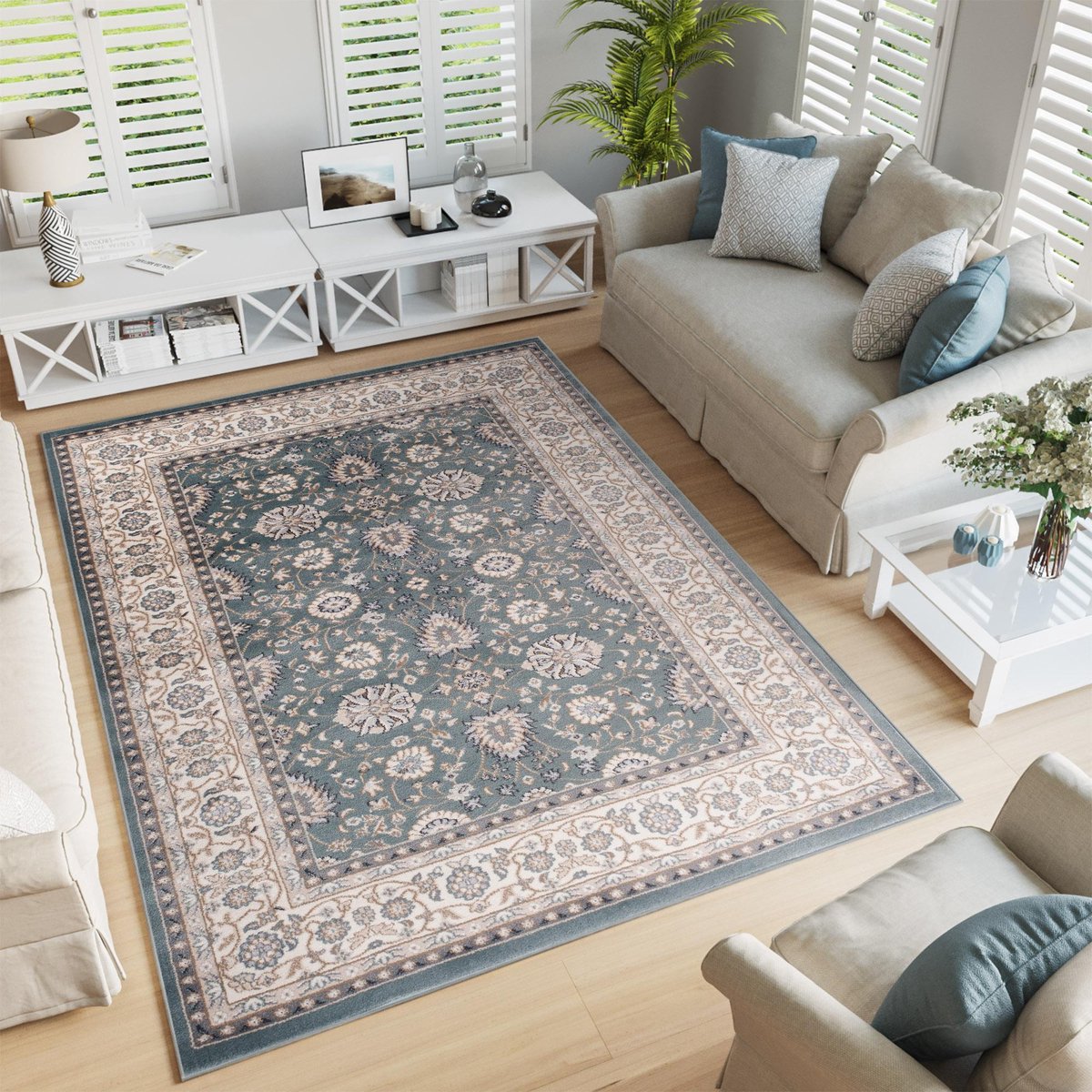 Tapiso Colorado Vloerkleed Grijs Woonkamer Gebloemd Tapijt Maat- 180x250
