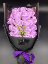 Zeep Rozen Bouquet PAARS 30CM | Flower Bouquet | Rozen |Zeeprozen | Bloemen| Decoratie |Geschenk |Valentijnsdag |Moederdag |Bruiloft | Cadeau |Vrouw cadeau | Giftbox | Verjaardagscadeau | Surprise | Verwen | Cadeau | Kerst