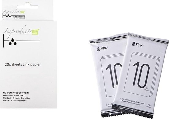 Improducts® Zelfklevend ZINK fotopapier - 20 vel / stuks 2x3 inch (7.6 x 5cm) zink papier