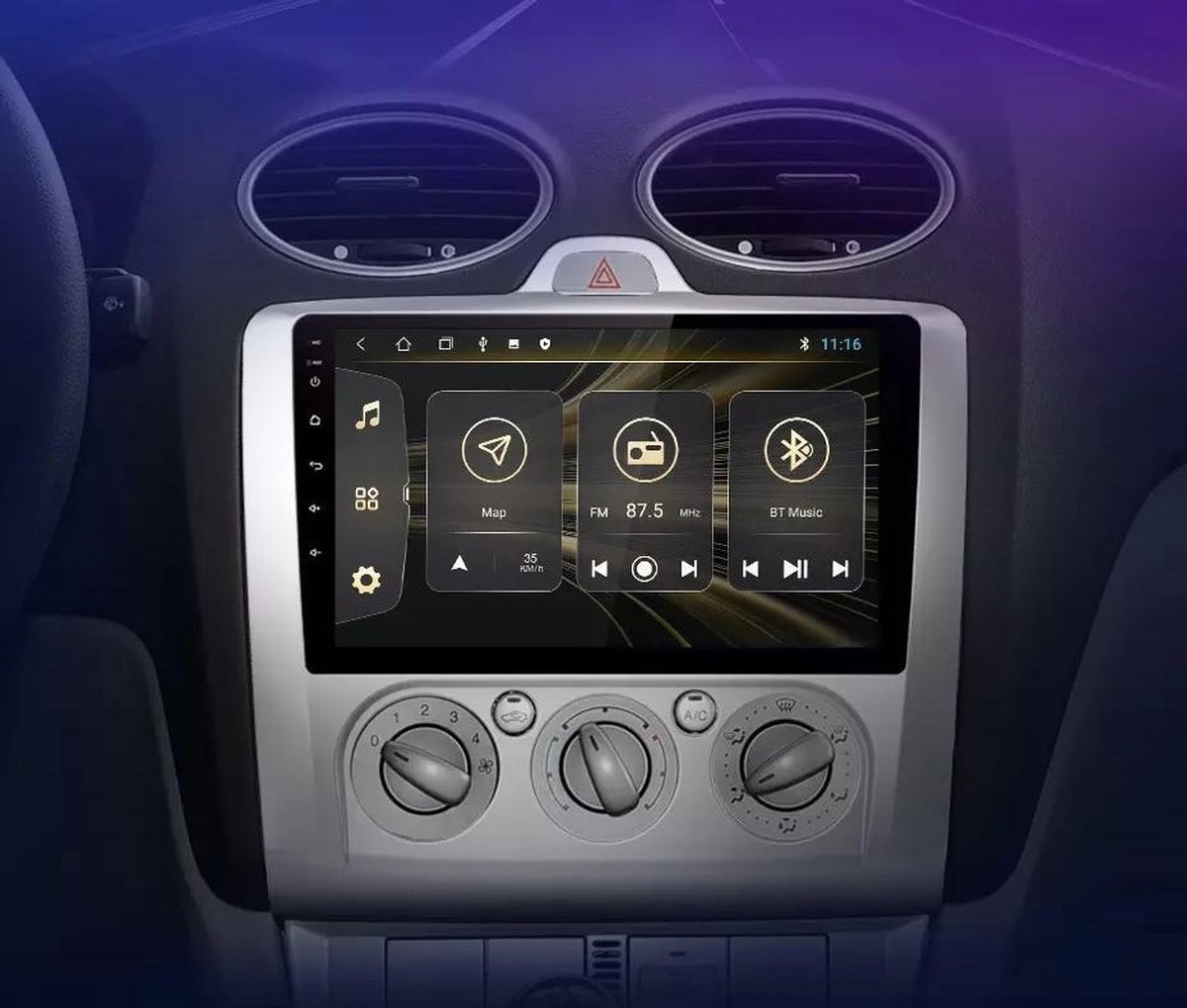 CarPlay Ford Focus 2004-2011 Android 10 navigatie en multimediasysteem autoradio bluetooth usb wifi 2+32GB