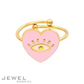Heart Eye Pink Ring - one size | Gouden Dames Ring | Ring Goud Roze | Ring Lucky Eye | Roze Ring | Gouden Ringen | Ring Oogje | Cadeau Vriendin | Valentijnsdag Cadeau | Happy Valen