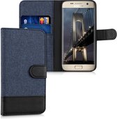 kwmobile telefoonhoesje geschikt voor Samsung Galaxy S7 - Hoesje met pasjeshouder in donkerblauw / zwart - Case met portemonnee