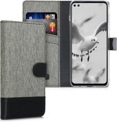 kwmobile telefoonhoesje geschikt voor Motorola Moto G100 / Edge S - Hoesje met pasjeshouder in grijs / zwart - Case met portemonnee