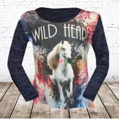 Shirt met paard Wild heart blauw -s&C-86/92-Longsleeves meisjes