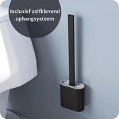 Goodlife® Flexibele Toiletborstel met Houder - Mat Zwart - Design - Trendy Borstel - Vrijstaand of Hangend - Inclusief Ophangsysteem - WC-borstel - Siliconen