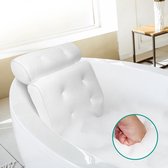 Niceey Luxe Badkussen Hoofdsteun met Zuignappen - Bad Kussen - Nekkussen - Met Antislip -  Accessoires badkamer - Wit