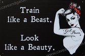 Beauty & Beast - Metalen bordje - Metalen bord - Metal sign - Wand bord - 20 x 30cm - Wand decoratie - Wandbord - UV bestendig - Eco vriendelijk - Cadeau - Cave & Garden