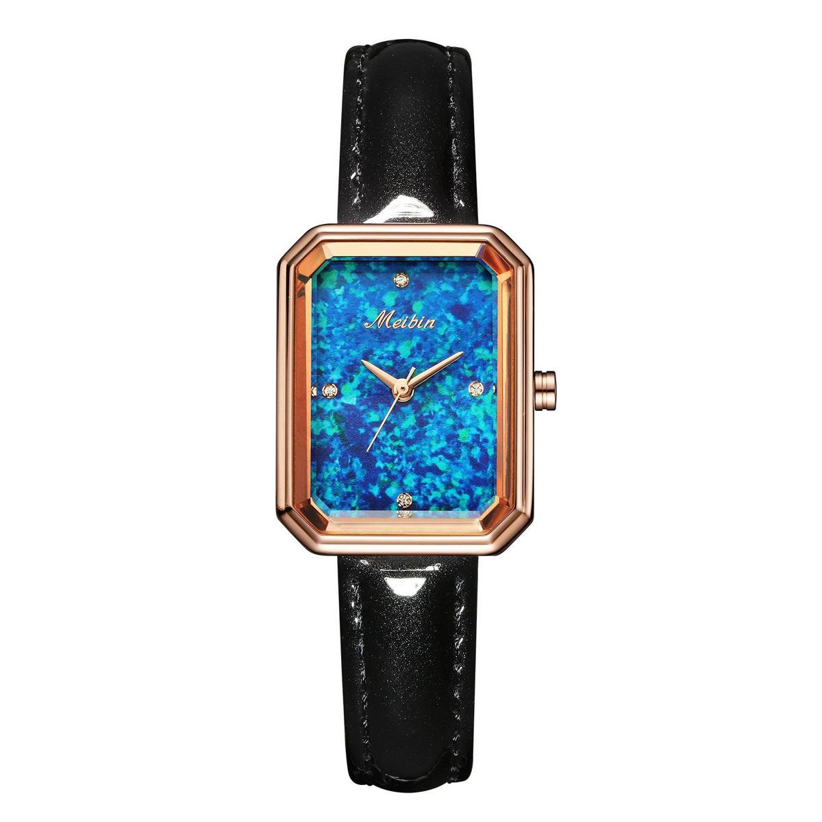 Longbo - Meibin - Dames Horloge - Zwart/Rosé/Blauw - 25*33mm (Productvideo)