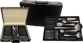 Bestekset - 12 persoons bestek - bewerkt bestek- 72-delig - Luxe Opberg koffer - 18/10 - Premium- bestek koffer