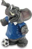 grappige beelden collectie - voetbal kampioen olifant - sportieve olifant - olifant voetballer - grappige beeldje - 9 cm hoog – polyresin