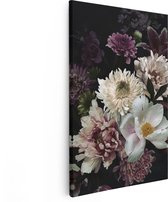 Artaza Canvas Schilderij Diverse Bloemen Op Zwart Achtergrond - 80x120 - Groot - Foto Op Canvas - Canvas Print