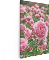 Artaza Canvas Schilderij Roze Rozen Bloemenveld - 80x120 - Groot - Foto Op Canvas - Canvas Print