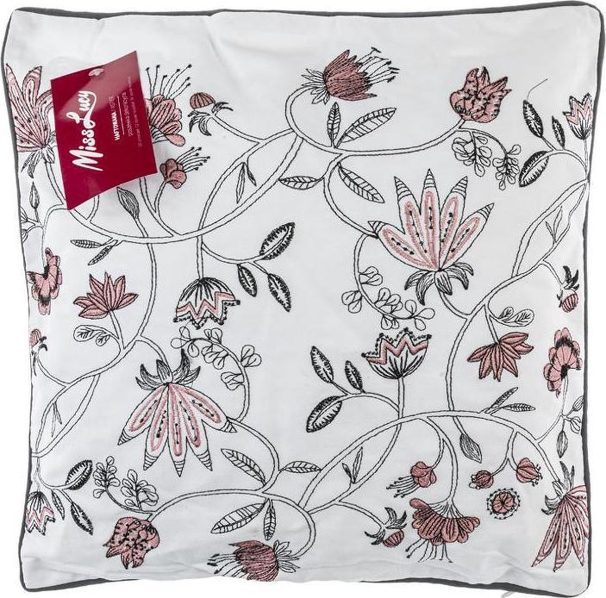 Miss Lucy - Aster - Kussenhoes – Kussensloop – Sierkussen – Sierkussenhoes – 41 x 41 cm - Wit