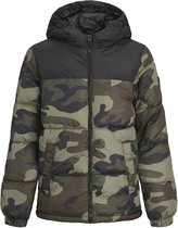 Jack & Jones Paul Puffer Jas - Jongens - Army groen - Zwart