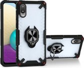 Matte TPU + PC magnetische schokbestendige hoes met ringhouder voor Samsung Galaxy A02 (zwart)