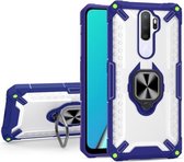 Matte TPU + PC magnetische schokbestendige hoes met ringhouder voor OPPO A9 2020 (saffierblauw)