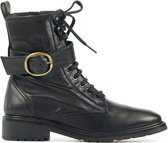 Unisa Vrouwen Leren     Veterboots / Laarzen / Damesschoenen Edecan - Zwart - Maat 40