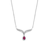 YO&NO - Ketting - Zilver - Anker - Robijn - Zirkonia - 1,4mm - 45cm - Sieraden vrouw - Gerhodineerd - Zilver 925