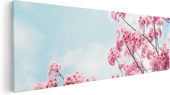 Artaza Canvas Schilderij Roze Bloesemboom - Bloemen - 90x30 - Foto Op Canvas - Canvas Print