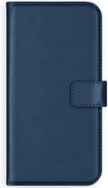 Selencia Hoesje Geschikt voor Samsung Galaxy A22 (5G) Hoesje Met Pasjeshouder - Selencia Echt Lederen Bookcase - Blauw