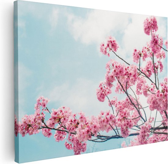 Artaza Canvas Schilderij Roze Bloesemboom - Bloemen - 80x60 - Foto Op Canvas - Canvas Print