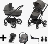 Cybex Kinderwagen 3 in 1 Talos S Soho Grey Mid Grey + Regenhoes + Cybex Autostoel Groep 0 Aton M I Size + Base